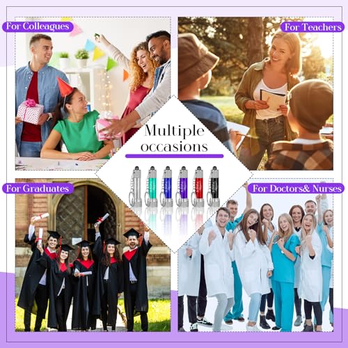 VIHOSE 48 Pcs Mini Flashlights Bulk with Keychain Bright LED Flashlights Portable 5 Bulbs Small Flashlights Keychain Bulk with Battery Employee Appreciation Gifts for Party Favors(Be Proud of)