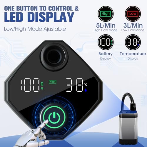 LanBlu Portable Heated Shower with 2000W Heater, Gray, 6000mAh Battery