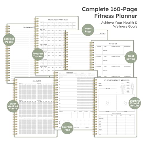 Fitness Workout Journal & Log Book - Green, 5.5" x 8.2"