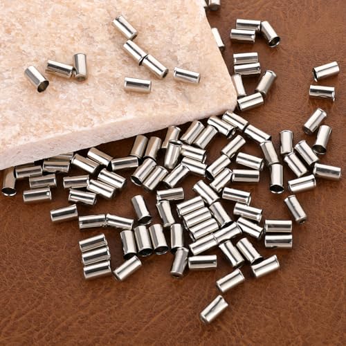100 Bicycle Brake Cable End Caps - Silver 5mm Copper
