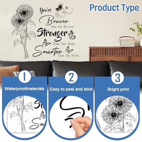 Family Makes This House a Home - Wall Quote Decals with Floral & Butterfly, Inspirational Quote Wall Stickers for Living Room, Bedroom, Glass Window, Removable Vinyl Decor