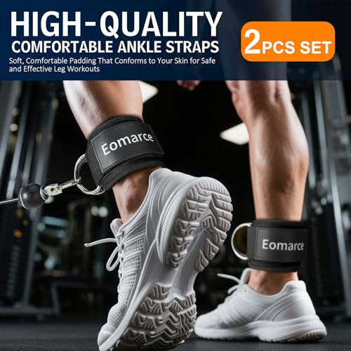 2PCS Ankle Straps for Cable Machines - Adjustable Padded Cuffs