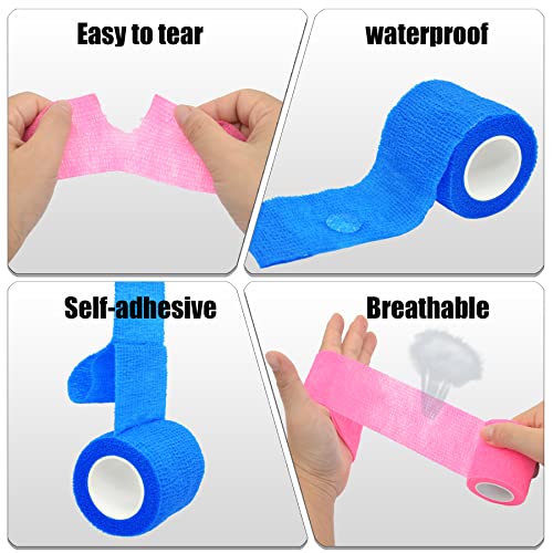 Self Adhesive Bandage Wrap - 6 Pack, 2 Inch x 5 Yards, Mixed Colors