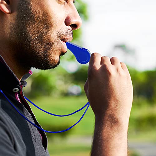2-Pack Blue Sports Whistles with Lanyard - Loud ABS Plastic