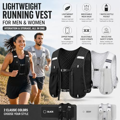 Hydration Vest for Running - Lightweight Breathable Design - Black