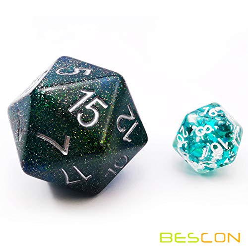 Glitter Jumbo D20 Dice - 38MM Turquoise Green Polyhedral