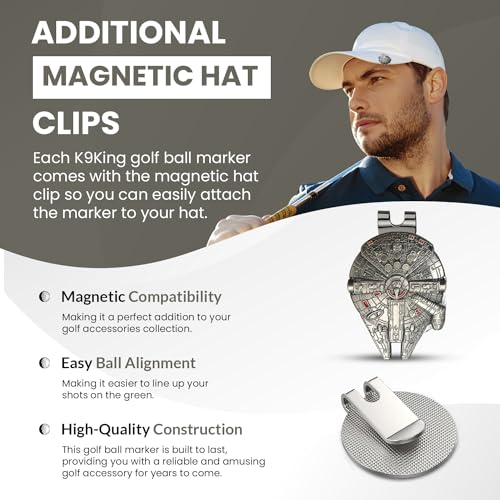 K9King Falcon Magnetic Golf Ball Marker with Hat Clip - Waterproof Durable Enamel Accessory