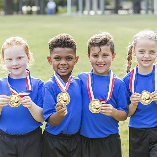 LZHZH Gold Basketball Medals 12 Pack for Kids Sports Awards - Red, White & Blue Ribbons