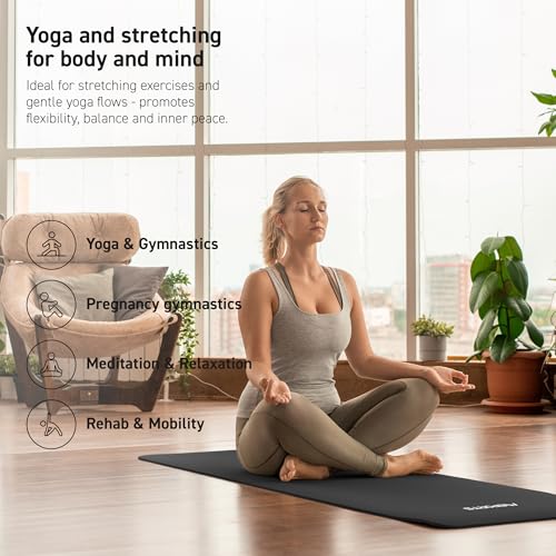 Yoga Mat - Extra Thick Non-Slip Foam, 74.5 x 40 x 0.6 in - Black