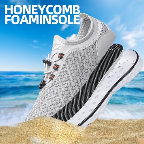 Quick Dry Women's Water Shoes - Aqua Sandals for Beach & Pool - Grey 2