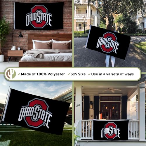 Ohio State University Flag - 3x5 Ft Single-Sided - Black