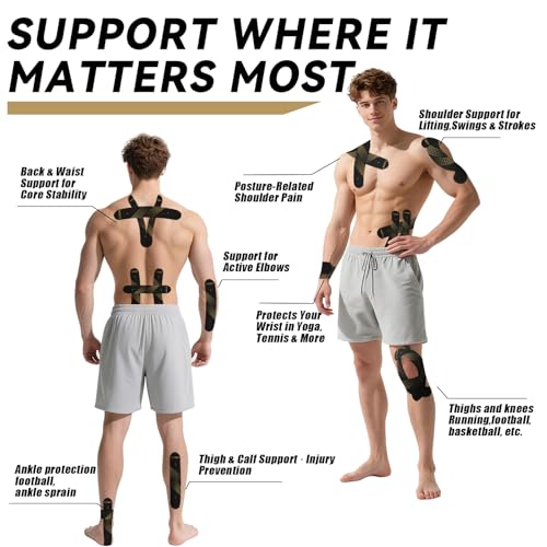 Kinesiology Tape - Precut Athletic Muscle Tape for Pain Relief | 40 Strips
