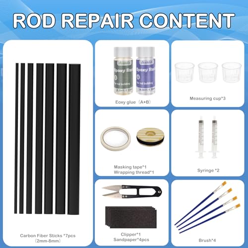 Aventik Carbon Stick Fishing Rod Repair Kit for Broken Rod – Includes Epoxy, Thread & Tools