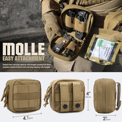 RXW Khaki 2 Pack Mini Molle Pouches Tactical EDC Belt Pouches