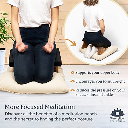 Meditation Bench - Zen Black, Sustainable Acacia Wood for Perfect Posture