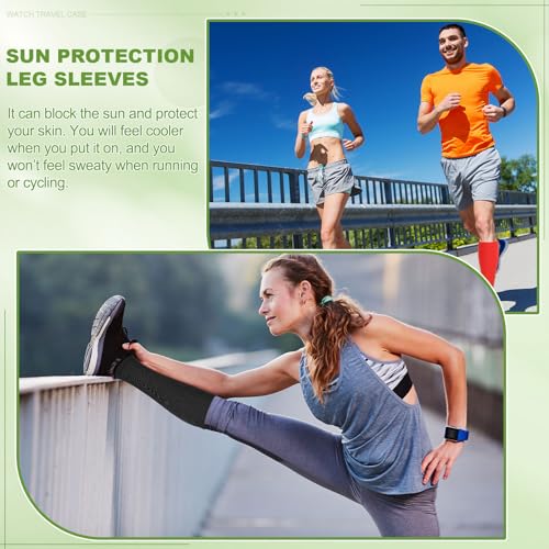 Sun Protection Leg Sleeves - Sports Compression Cooling Sleeves - Black