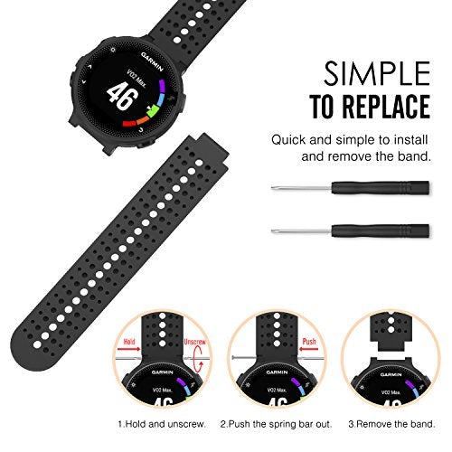 Silicone Watch Band for Garmin Forerunner 235 - Black & Black
