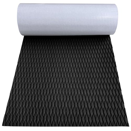 HJdeck EVA Boat Flooring 47.2"x11.8" Self-Adhesive Non-Slip Decking Sheet Black