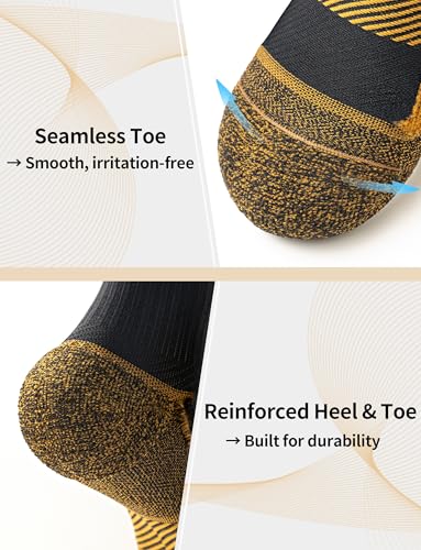 Large 2 Pairs Copper Compression Socks 20-30 mmHg Zipper Support for Circulation & Swelling