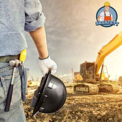 SRSAFETY Full Brim Hard Hat Carbon Fiber Design 6 Point Adjustable Ratchet Suspension OSHA Approved ABS Work Helmet for Men&Women ANSI Z89.1 Type I Class C