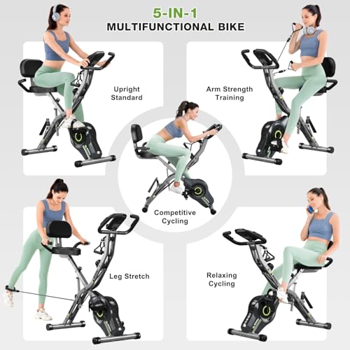Foldable Exercise Bike - 5 in 1 for Seniors, 330LB Capacity, Grey-1