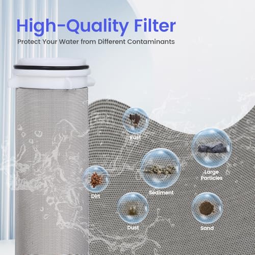 Amwater 304 Stainless Steel 40 Micron Spin Down Water Filter, Whole House Spin Down Sediment Water Filter, Reusable Flushable Pre-Filtration System, 3/4" MNPT + 1/2" FNPT