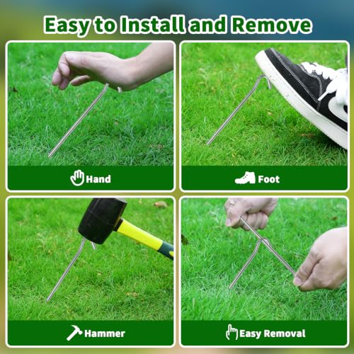 Heavy Duty 9 Inch Metal Tent Stakes - 8 Pcs Anti-Rust