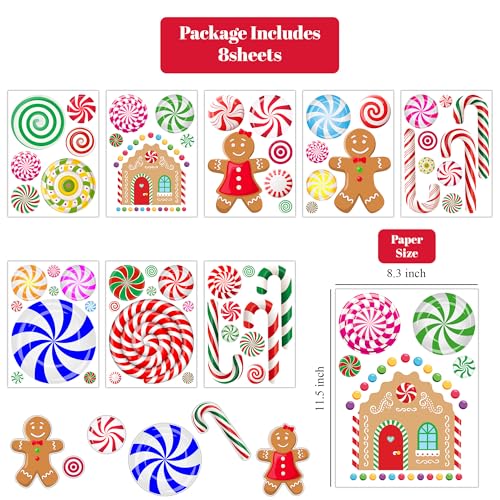 Joy Day 18 Pieces Peppermint Floor Decals Stickers for Christmas Candy Party Decoration Supplies Xmas Candy Land Party Decor Decals for Floors, Windows, Counters and Walls