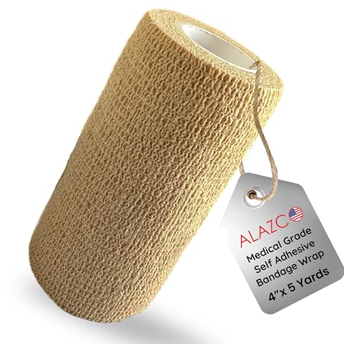 Self-Adhesive Elastic Bandage Wrap - 4-inch x 15-foot Beige Compression Roll