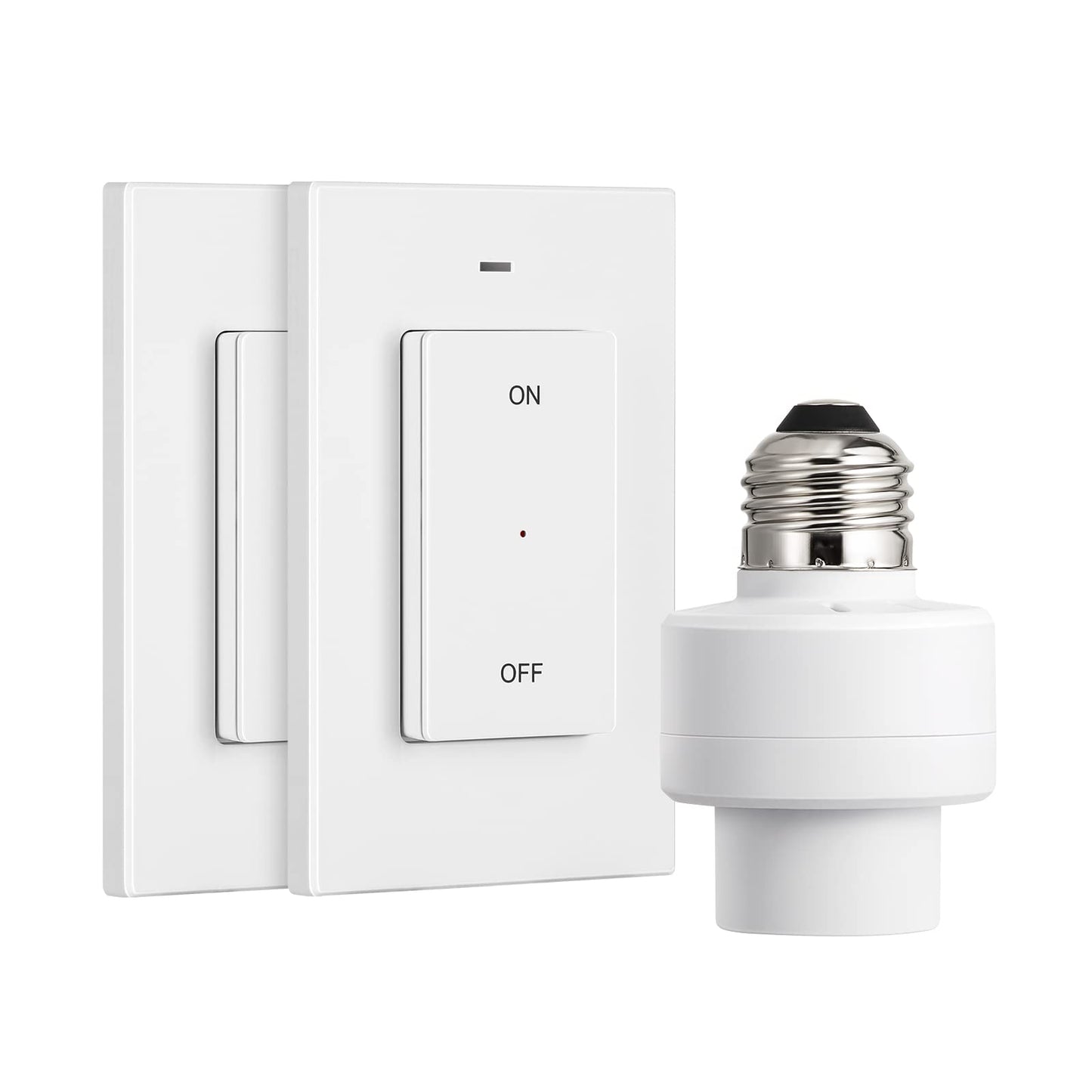 DEWENWILS Remote Control Light Socket, Wireless Light Switch for Pull Chain Light Lamp Fixtures, 100FT Range, No Wiring Needed, ETL Listed(2 Wall Mounted Switch+1 Socket, Shorter Version)