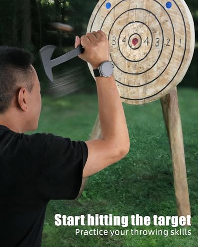 9.5-Inch Full Tang Throwing Axe with Steel Blade & Sheath for Camping & Hunting