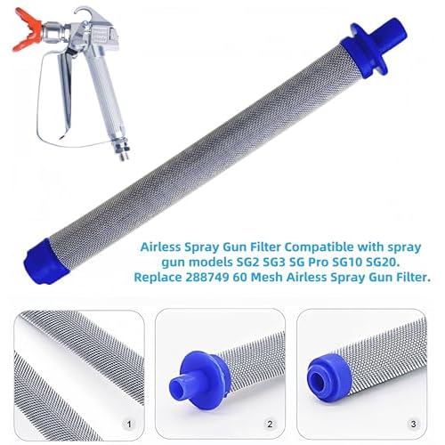 12 Pack 288749 Airless Spray Gun Filter 60 Mesh, Compatible with Graco Spray Gun Models SG10, SG20, SG Pro, SG2 and SG3 Replacement Paint Filter
