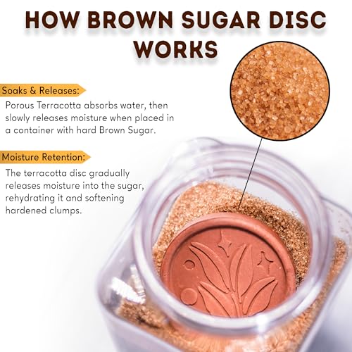 Terracotta Brown Sugar Saver & Softener Disc - Reusable Leaf Design - Pack of 2
