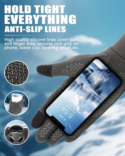 Lightweight Winter Gloves for Men Women - Thermal Touchscreen - Deep Gray / Small