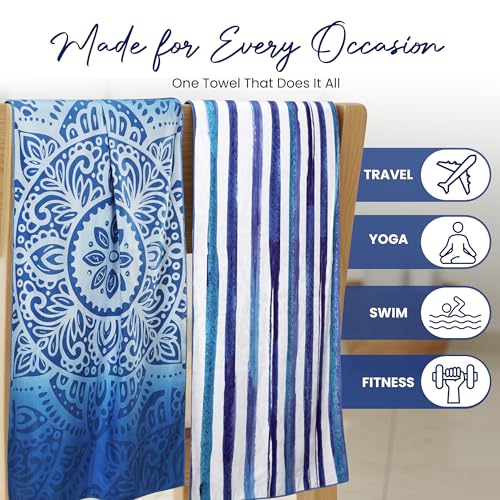Microfiber Printed Beach Towel - 32x71 Inch, Pacific Bloom