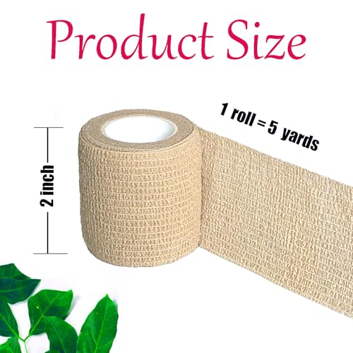Self-Adhesive Bandage Wraps - 3 Pack, 2" x 5 Yards for Pets & Sports
