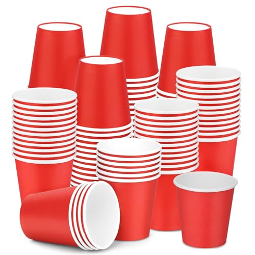 3 oz Red Bathroom Cups - 100 Pack Disposable Mouthwash Cups