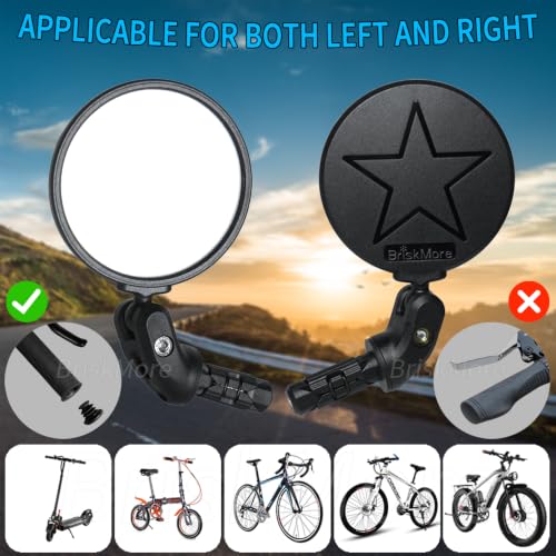 Bike Mirrors - HD Glass Convex Lens Rearview Mirror 3" for Flat or Drop Bar Bike, 2PCS