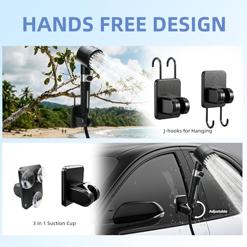 Onirap Black Portable Camping Shower with Filter & LED Display