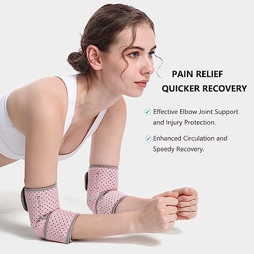 Adjustable Elbow Brace for Men & Women - Pink Compression Support