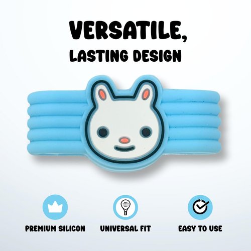 Pickleball Paddle Grip Band – Fun Bunny & Dog Design – Anti-Slip Silicone Ring for Handle Grip, Personalize & Identify Your Paddle – Cute Pickleball Accessory for Men & Women (Bunny)