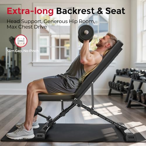 Adjustable Weight Bench - 800LBS Capacity, Foldable, FID