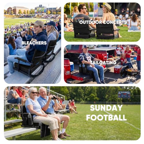 Extra Wide Stadium Seat with Back Support & Armrests - X-Large Black