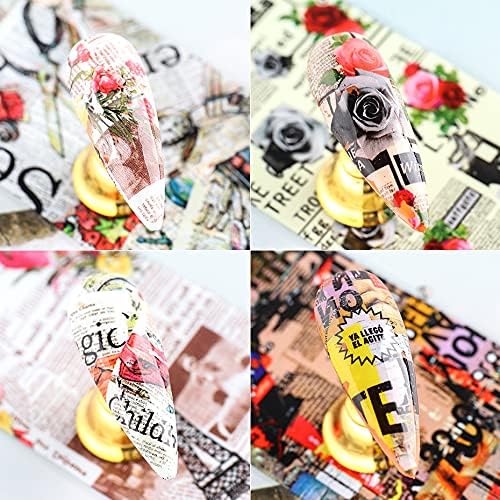 Newspaper Style Nail Art Transfer Foil - 10 Sheets Magazine Print Decals