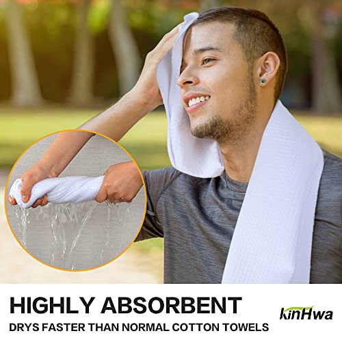 Microfiber Gym Towels - Quick Dry & Absorbent - White 16"x31"