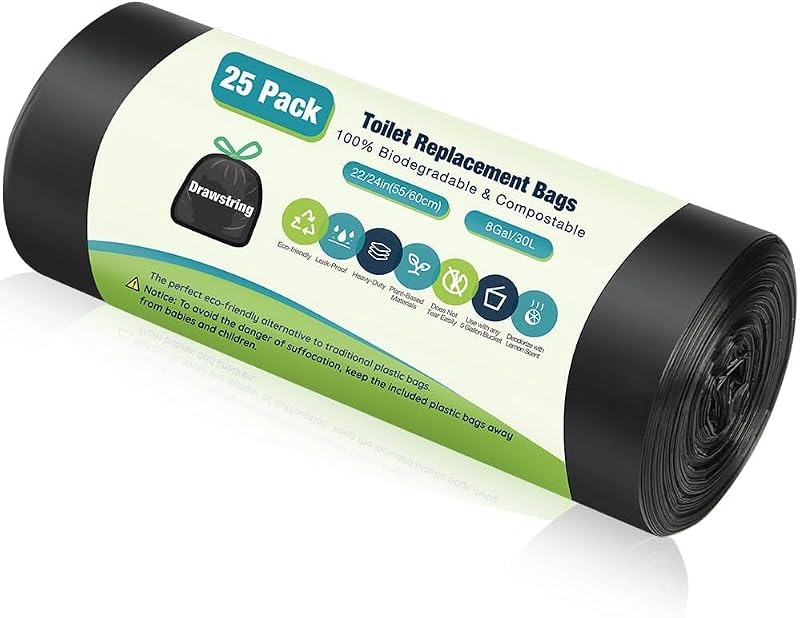 Biodegradable Portable Toilet Bags - 25 Pack for Camping