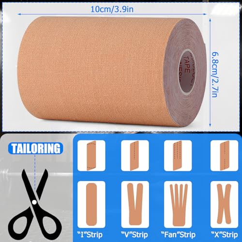 Beige 6-Pack 4" x 5.5 yd Kinesiology Tape Athletic Support Tapes