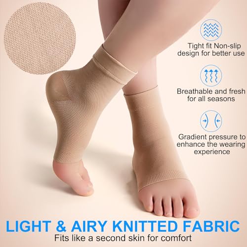 Medical-Grade Compression Ankle Socks for Plantar Fasciitis Relief - Medium Beige