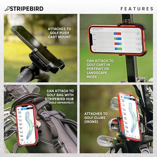 Magnetic Golf Cart Phone Holder - Black | Dual N52 Magnets
