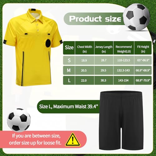 Soccer Referee Kit - Jersey, Whistle, Cards & Flags - Small-Medium Yellow